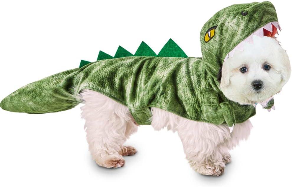 Dinosaur Dog Costume - Stegosaurus Cosplay for Small to Large Dogs, Warm Winter Dragon Outfit for Special Occasions (S: Neck 12-13", Chest 12-17", Length 10.24")