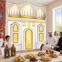 Marsui 4 Pcs Eid Mubarak Banners Ramadan Mubarak Door Decoration Eid Hanging Muslim Porch Sign Ramadan Decorations for Home Gold Banner for Backdrop Party Wall D