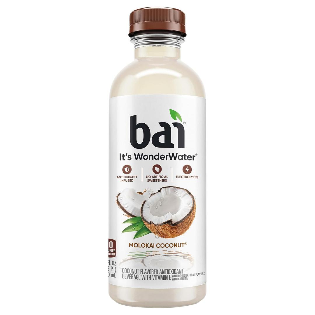 Bai Coconut Flavored Water, Molokai Coconut, Antioxidant Infused Drinks, 18 Fl. Oz. BBD: 08/14/2026