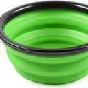 Collapsible Silicone Dog Bowl in Green, Travel Bowl for Dogs and Cats with Carabiner, S, Green, 350 ml (Small)