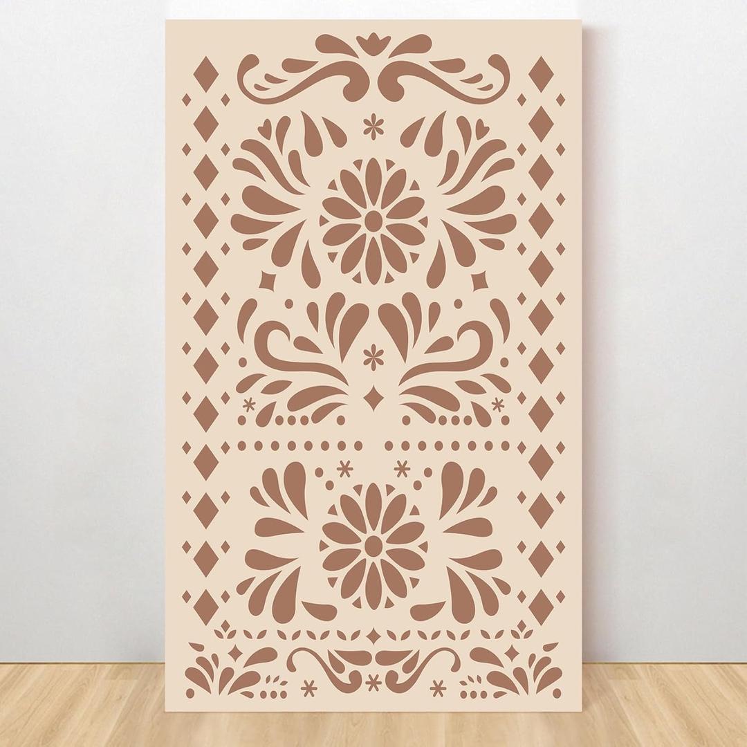 Newwiee 5x7ft Cielito Lindo Vertical Backdrop Cover Photography Background Mexican Arch Cover Talavera Party Decoration for Cielito Lindo Baby Shower Wedding Bridal Shower(Light Brown,Classic Style)