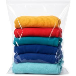 Large Clear Plastic Zipper Storage Bag 18"x24" 5 Gallon Reusable Resealable Zip-Top Storage Bags for Clothes, Blankets, Towels, Travel and Seasonal Closet Organization (10-Pack)