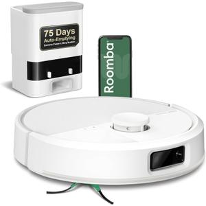 iRobot Roomba Max 705 Vac Robot Vacuum + AutoEmpty Dock - Extreme Power-Lifting Suction, Anti-Tangle Dual Rubber Brushes, Self-Empties, Recognizes and Avoids Obstacles, LiDAR Navigation (White)