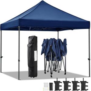 Yaheetech Canopy Tent, Commercial Instant Heavy Duty Canopy, 500D Waterproof Adjustable Canopy with Wheeled Carry Bag, 4 Sandbags and 4 Stakes (10x10, Navy Blue)
