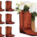 8 Set Western Cowboy Boots Flower Boxes Centerpiece Boot Shape Boxes Decorations Western Theme Party Cowgirl Favors for Cowboy Cowgirl Birthday Party Baby Shower Wedding Supplies(Brown)