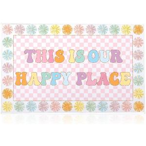 Breling 6 x 8.4 ft Large Classroom Rug Pastel Pink Checkered Area Rug, 5'11" x 8'2"