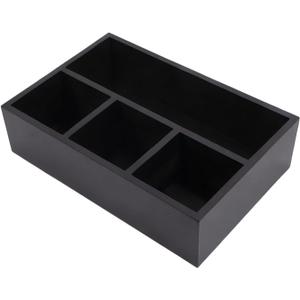 Tea Bag Organizer Wood Black, 4 Compartments Tea Bag Holder, Large Capacity Sugar Packet and Coffee Station Organizer, Tea Bags Caddy Drawer Storage Container for Countertop