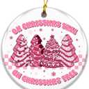 2 x Gift for Girls Ornament 2025, Oh Christmas Tree Ornament  Cute Pink Christmas Tree Decoration, Sweet Treat Cookie, Fun Holiday Dcor Gift for Girls, Friends, or Pink Lovers