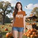 Thanksgiving Day Shirt for Women Gobble Turkey Tshirt Thanksgiving Tee Tops (Large, Brown1-pumpkin)