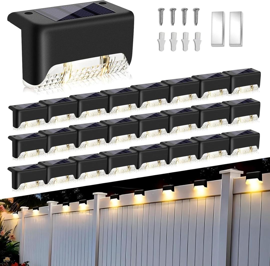 Imlemao 24Pack Outdoor Solar Deck Lights, Solar Step Lights Waterproof Solar Lights, Outdoor Stairs Solar Lights, Outdoor Lights for Deck, Step, Railing, Wall, Patio, Stair and Driveway Path