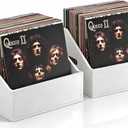 2 Pack Wood Vinyl Record Storage, Retro & Durable Vinyl Crate and Record Holder, Album Storage Record Case Box for 60+ Records, Perfect Record Organizer for Home Decor and Collection Display(White)