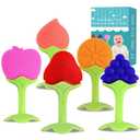 5 PCS Baby Teething Toys, Bagvhandbagro Soft Fruit Teething Toys for Babies Over 3 Months, Silicone Baby Teethers Stick Freezer Safe for Infants and Toddlers