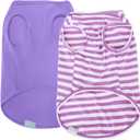 Dog Shirts for Small Dogs Boy Girl 2 Pack Stretchy Lightweight Spring Calm Puppy Clothes Breathable Tshirts for Medium Dogs Purple Size S for Easter,S- Chest 15"