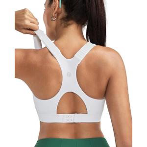 RUNNING GIRL Sports Bras for Women High Support, Adjustable Straps High Impact Racerback Bra with Hook Closure Molded Cup (White, S)