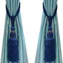 Selling Wonderful Curtain Holdbacks Curtains Tiebacks Home Decorative Braided Buckle Fastener Accessories Window Drapery Ball Tassels Tiebacks, Set of 2 (Blue)