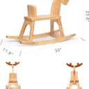 Kid Wooden Rocking Horse, Baby Ride On Toy Rocker for Toddler, Rocking Reindeer w/backrest Ideal Birthday Christmas/Birthday Gift for Boys & Girls (Natural)