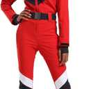 GSOU SNOW Ski Suit Women Snowsuit Slim One Piece Jumpsuit Snow Jackets Waterproof Winter Windproof Outdoor Sports Warm (Medium, Red 1)