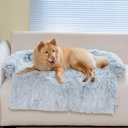 KHONSU PET Large Calming Dog Bed for Couch – Sofa Protector Mat with Bolster, Removable Washable Non-Slip Cover, Fits XL Dogs up to 70 lbs, Grey 45"x37"