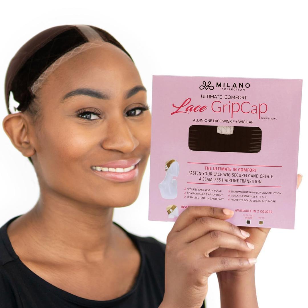 MILANO COLLECTION Lace Wig Grip Cap for Women, Adjustable Wig Caps for Women Non Slip with Headband to Secure Lace Top Perfectly in Place, One Size Fits All, One Size Fits All, Chocolate Brown