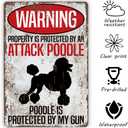 Vintage Metal Tin Signs, Funny Metal Beware of Dog Signs, Beware of Poodle Sign, Gift for Poodle Lovers, Courtyard Porch Decor, Funny Yard Sign, Aluminum Pet Decor, 11.8 * 7.9Inch, 7.8*11.8 inches