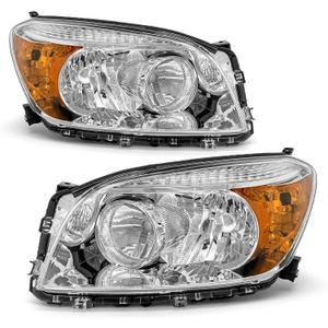 Headlight Assembly for Toyota RAV4 2006 2007 2008 Chrome Housing Amber Reflector Replacement PairW/O Bulbs