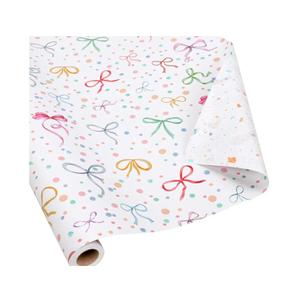 LaRibbons Reversible Bow Wrapping Paper Jumbo Roll with Pink Pom Pom, Coquette Bow & Colorful Terrazzo Design Gift Wrap for Girls, Women, Baby Shower, Birthday Party, 30 Inch × 40 Feet (100 sq. ft. ttl.) 4Pack