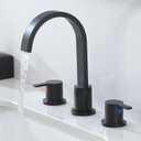 Black Bathroom Faucet 3 Hole, Widespread Bathroom Faucet Matte Black, 360 Swivel High-Arc Spout 2-Handles 8 Inch Faucets with Water Hoses and Pop-up Drain for Sink RV Bath Vanity Lavatory