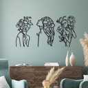Photect 3 Pcs Metal Wall Art Decor Minimalist Abstract Woman Wall Art Metal Modern Line Drawing Decor Female Single Line Home Hanging for Bedroom Bathroom Living Room Housewarming(Elegant,Black)