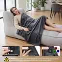 Cordless Heated Blanket, Machine Washable with Laundry Bag, 20000mAh Battery Powered Heating Throw with Power Bank, 3 Heating Levels, 59"x31.5" Portable Electric Blanket (Grey)