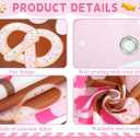 Pink Gingerbread Train Photo Props Large Christmas Train Shaped Backdrop Banner Xmas Gingerbread Party Decorations for Winter Holiday Festival Photo Booth Background Home Class Decor Party Supplies