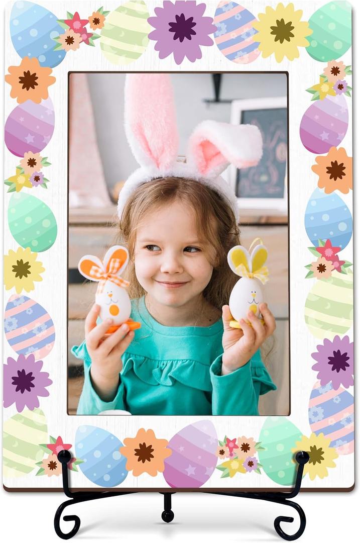 2 x Easter Photo Frame, Easter Picture Frame Gifts, Happy Easter Photo Frame, Easter Photo Gifts, Easter Decorations, Easter Egg 4" x 6" Wood Picture Frame -N07