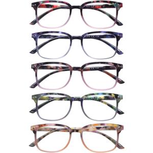 5 Pack Reading Glasses Blue Light Blocking for Women,Computer Readers with Spring Hinge