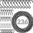 Metal Hanging Chain, 236 Inch Black Chains for Plants, 12×S Hooks, 12×Buckles, 12×Rings, 24×Screw Hooks for Bird Feeder, Planter, Wind Chimes (Black)