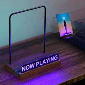 Now Playing Vinyl Record Stand , Light Up Vinyl Record Display Holder with 7- Color Changing Lights , Album Player Stand with Fingerprint-Proof Acrylic, Multi Color Light