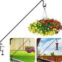 Idzo Deck Bird Feeder Hanger for Railing, 43in Deck Hook for Bird Feeder Pole, Sturdy 1 Piece Solid Steel Construction, 3in Non-Slip Clamp, Black