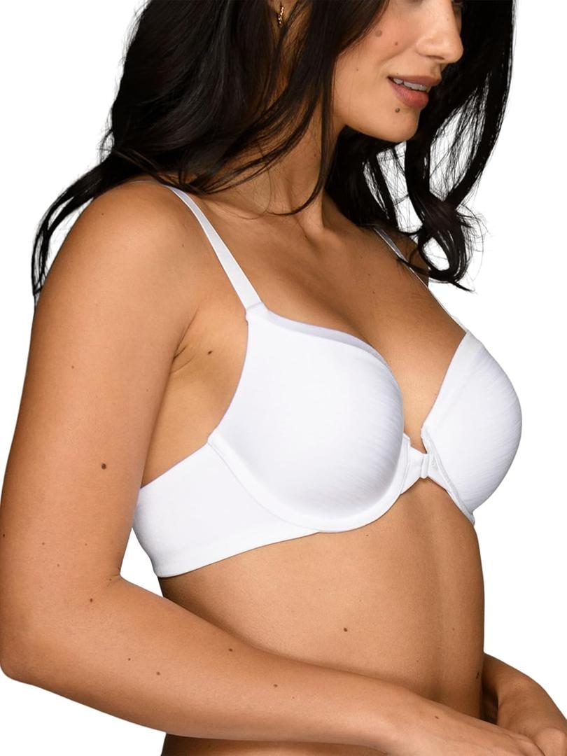 Vanity Fair Women's Illumination Front Closure Bra, 3-Way Convertible Straps, Lightly Lined Cups up to DD (White)