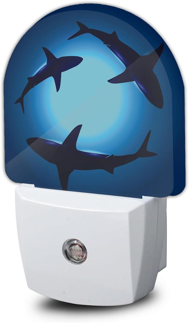 Night Light,Floating Sharks Night Lights Plug Into Wall Bedroom Bathroom Kitchen Hallway Stairs Hallway,Energy Efficient Decor Desk Lamp Gifts