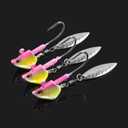 OROOTL Fishing Jig Heads Underspin Jig Head Hooks with Spinner Blades Under Spin Bladed Swim Jigs for Saltwater Freshwater Fishing 1/4oz 3/8oz 1/2oz (Blue Pink)