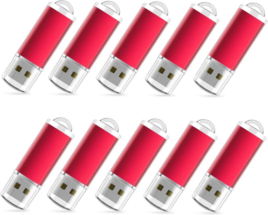 RAOYI 10PCS 1G USB Flash Drive USB 2.0 Memory Stick Bulk Thumb Drive Pen Drive Jump Drive-Red