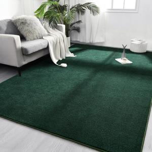 FlyDOIT Area Rugs for Bedroom Living Room, 5x8 Dark Green Super Soft Comfy Thickened Memory-Foam Indoor Carpets, Modern Aesthetic Minimalist Carpet for Boys Girls Adults Apartment Nursery Home Dcor