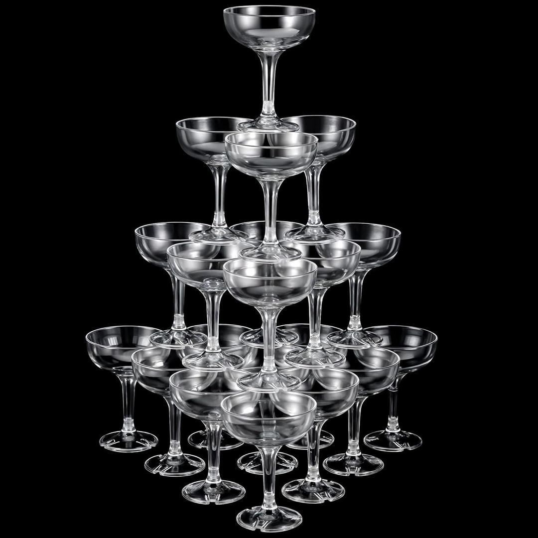 40 Pcs Acrylic Champagne Coupe Glasses, 5 oz Acrylic Martini Glasses for Party Champagne Tower, Unbreakable Margarita Coupe, Stackable Stemmed Margarita Coupes, for Wedding Birthday Party Bar