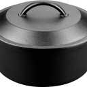 VORRINGARD Pre-Seasoned Cast Iron Dutch Oven with Lid, Round and Dual Handles, for Stovetop, Camping, Grill, Induction, Electric, Black, 6qt