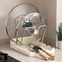 2 x Pot Lid Rack, Cutting Board & Utensil Holder White | Space-saving rust-proof steel storage holds lids, boards, spoons and chopsticks