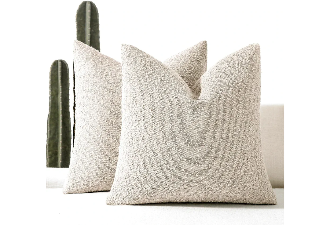 22x22 Boucle Throw Pillow Covers, Set of 2