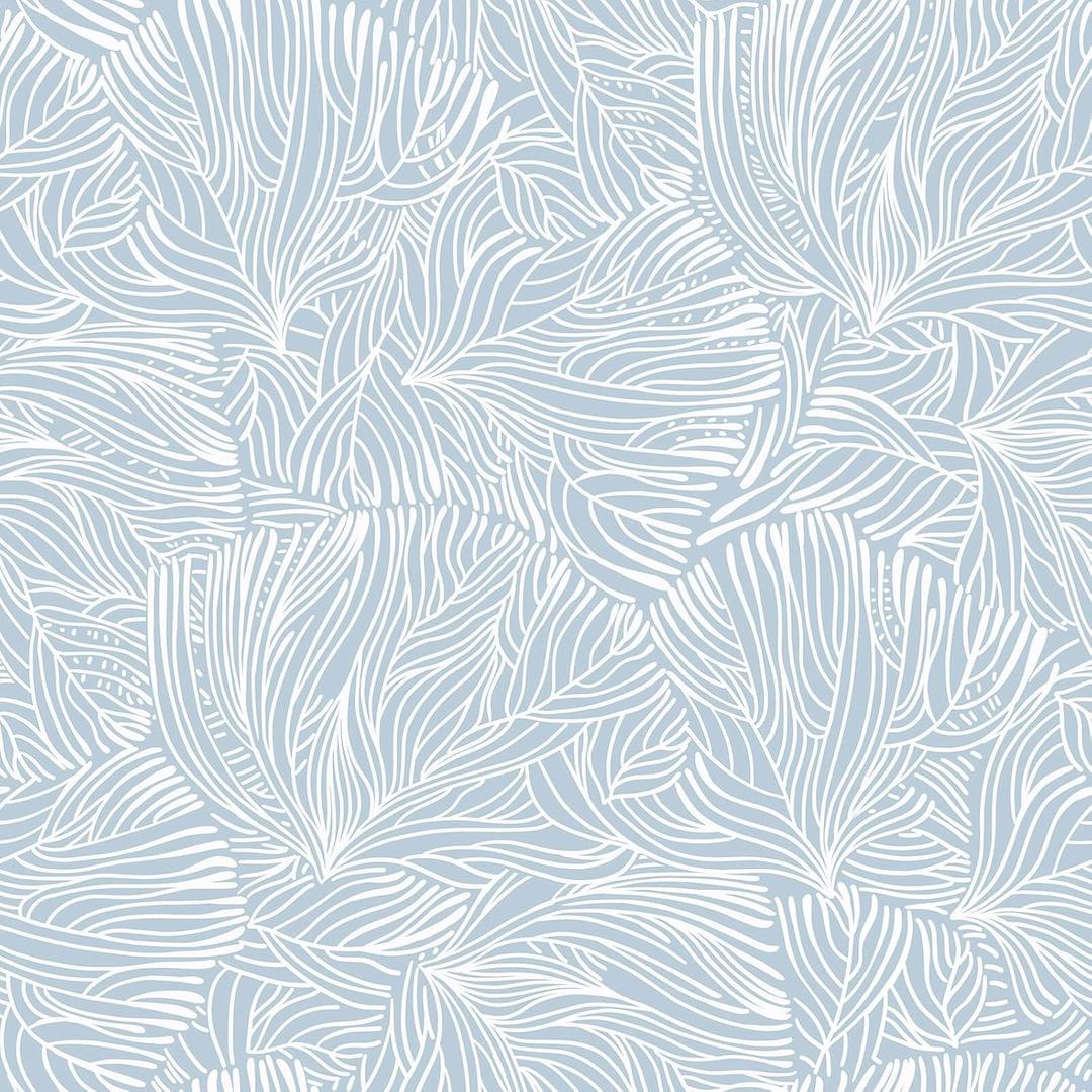Heroad Boho Peel and Stick Wallpaper Blue Floral Contact Paper Modern Removable Self-Adhesive Wallpaper for Bedroom Living Room Cabinets Decoration Thicken Vinyl Roll Renter Friendly 17.3''x78.7''
