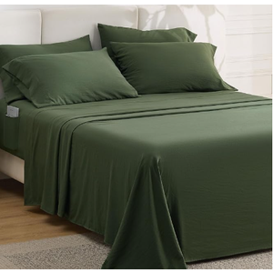 Bedsure Deep Pocket Queen Sheets - 3 Piece, Prewashed Ultra-Soft Queen Sheet Set, Thick, Breathable & Secure Fit, Hotel Luxury Bedding, Olive Green  90 x 90 In Green
