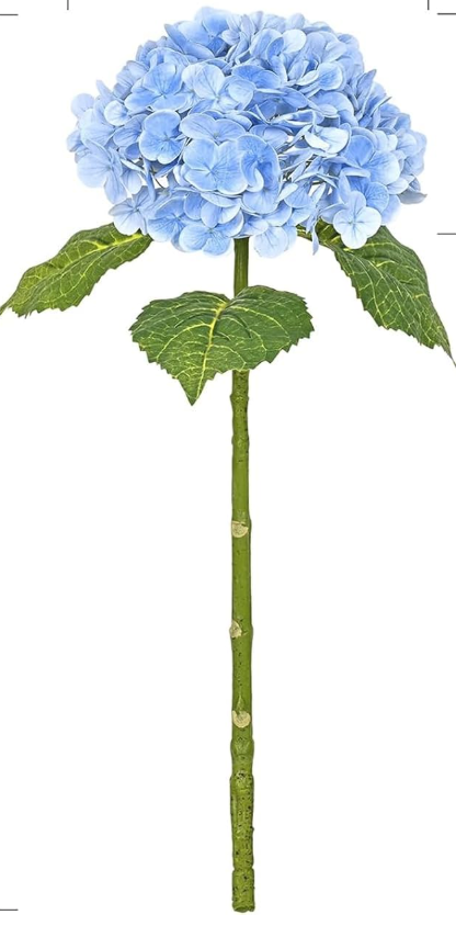 Waipfaru 21" Real Touch Blue Hydrangea Artificial Flowers with Long Stem & Leaves, Full Latex Faux Hydrangea Flowers for Home Decor Party Floral Arrangements Wedding Bouquets Centerpieces, 2Pcs