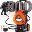 Electric Pressure Washer 4800 PSI 3.5 GPM, 2000W High Pressure Power Washer with 4 Nozzles & Foam Cannon, Portable Cleaner for Car, Driveway, Patio, Fence, Outdoor Cleaning (Orange)