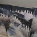 MHARTK66 Mountain Landscape Wall Art for Living Room, Large Foggy Forest Watercolor Artwork for Walls, 3 Piece Nature Mountain Forest Paintings Prints for Hallway Office Kitchen Wall Decor, 16x24 Inch