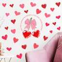 8 x 2 Sheets Valentines Day Window Clings Romantic Pink & Bow Heart Wall Stickers Holiday Wall Art Valentines Window Stickers for Holiday Bedroom Room Glass Decorations